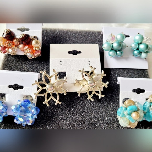 Lot of 5 Pairs Vintage Costume Earrings